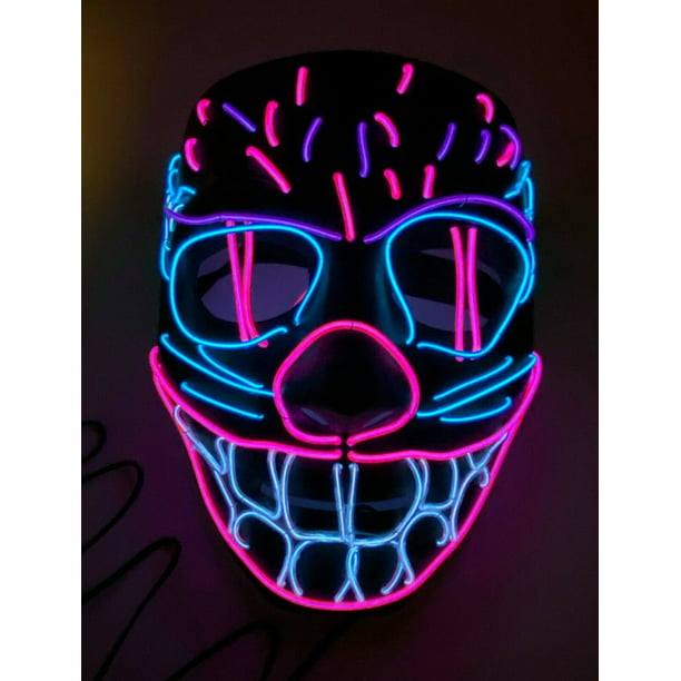Halloween Party EL Wire LED Cosplay Glowing Cat Maske Mask Festiva Decoration